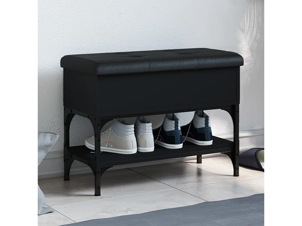Banc à chaussures noir 62x32x45 bois d'ingénierie