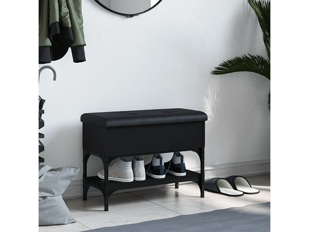 Banc à chaussures noir 62x32x45 bois d'ingénierie