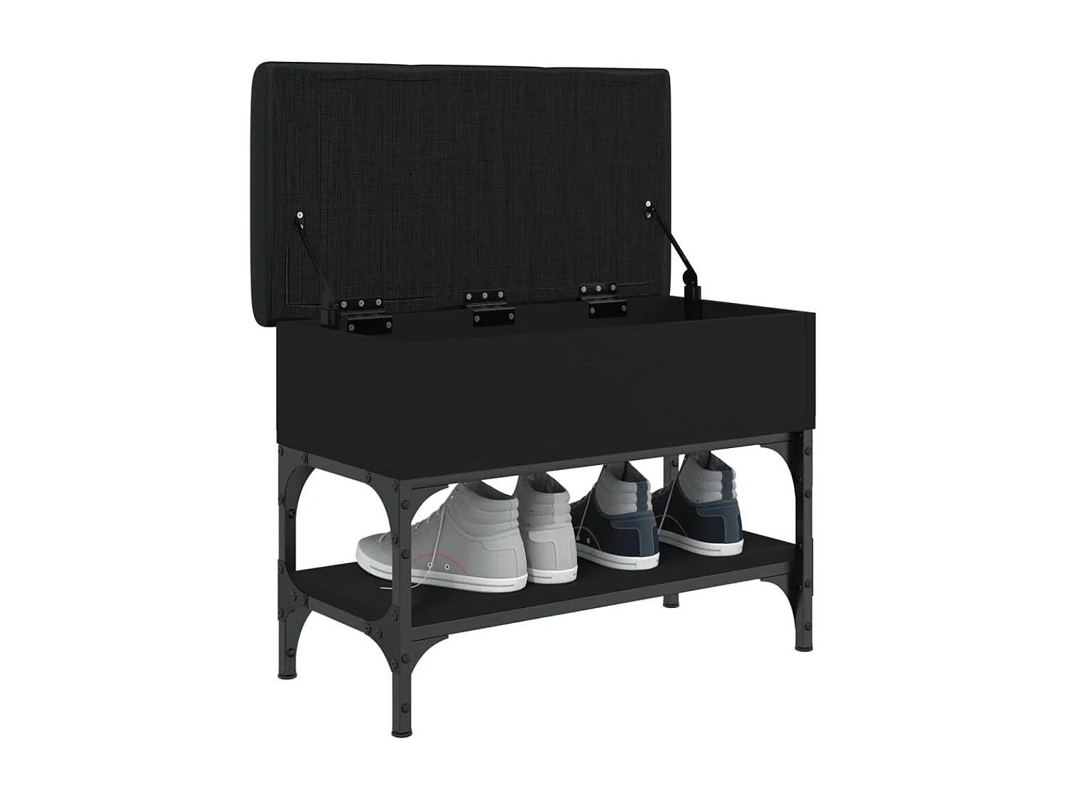 Banc à chaussures noir 62x32x45 bois d'ingénierie