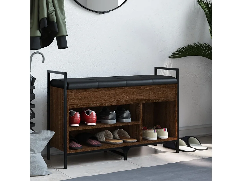 Banc à chaussures chêne marron 85,5x32x57,5 bois d'ingénierie