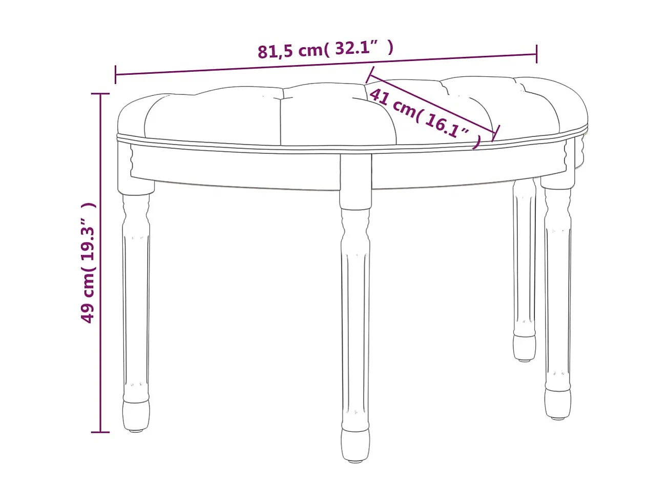 Bankje 81,5x41x49 cm fluweel roze