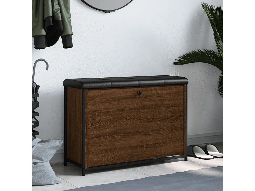 Banc à chaussures avec tiroir rabattable chêne fumé 82x32x56