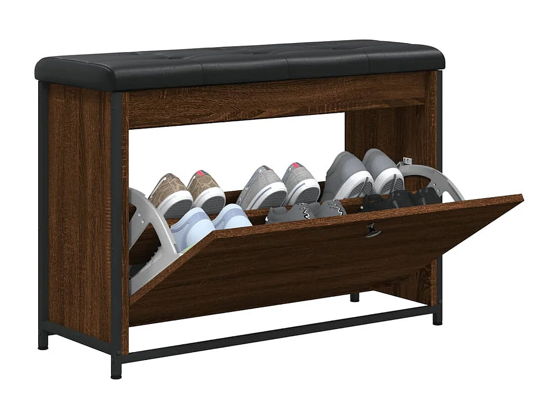 Banc à chaussures avec tiroir rabattable chêne fumé 82x32x56