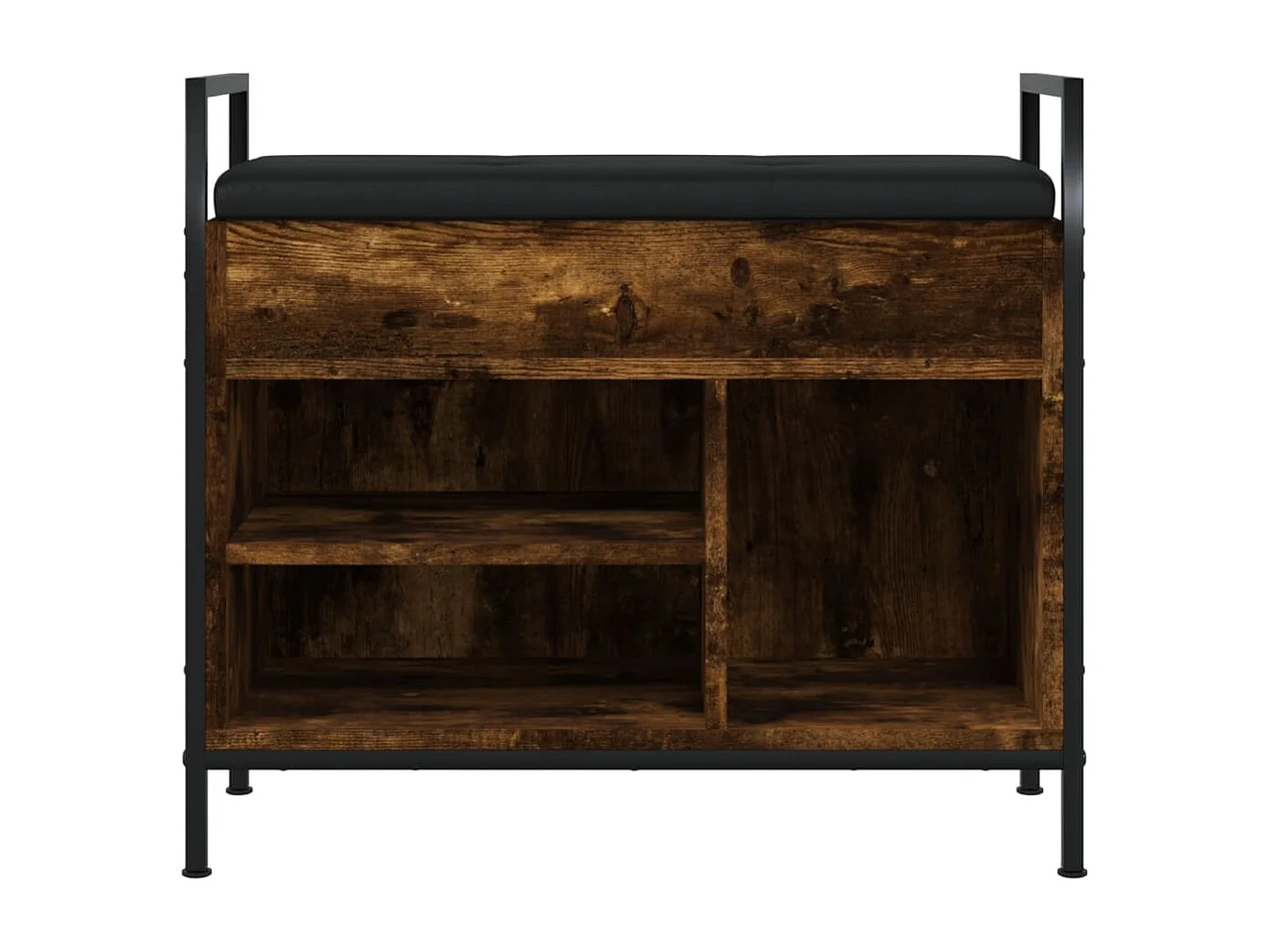 Banc à chaussures chêne fumé 65,5x32x57,5 bois d'ingénierie