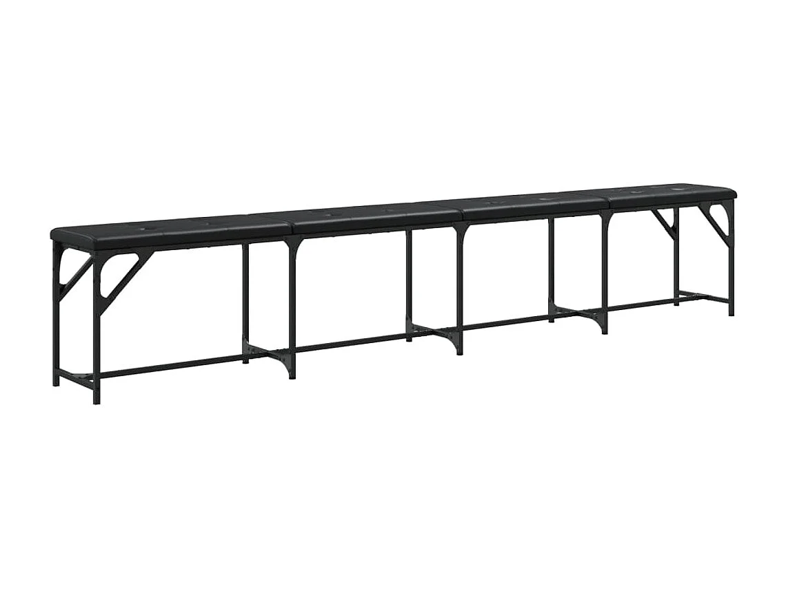 Banc à manger noir 248x32x45 acier et similicuir