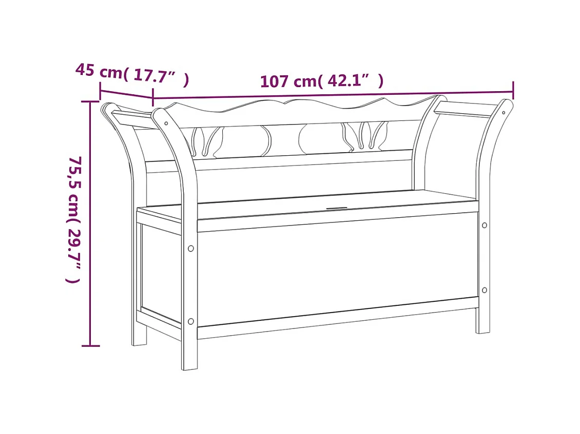 Bankje 107x45x75,5 cm massief vurenhout wit