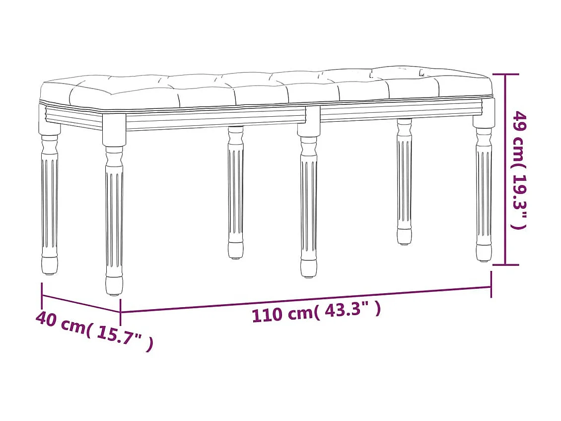 Banc Gris foncé 110x40x49 Velours