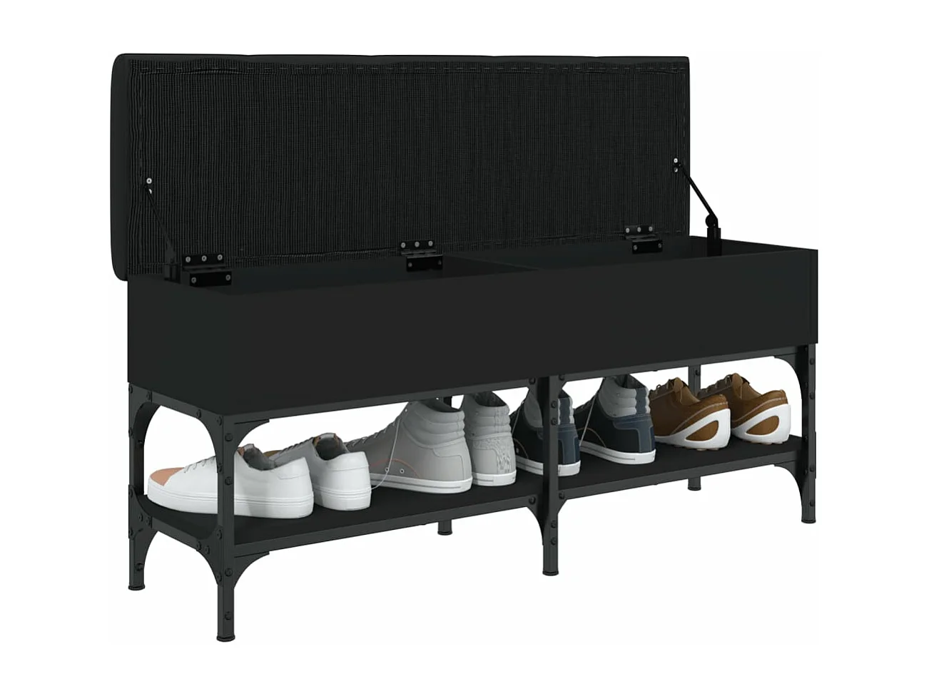 Banc à chaussures noir 102x32x45 bois d'ingénierie