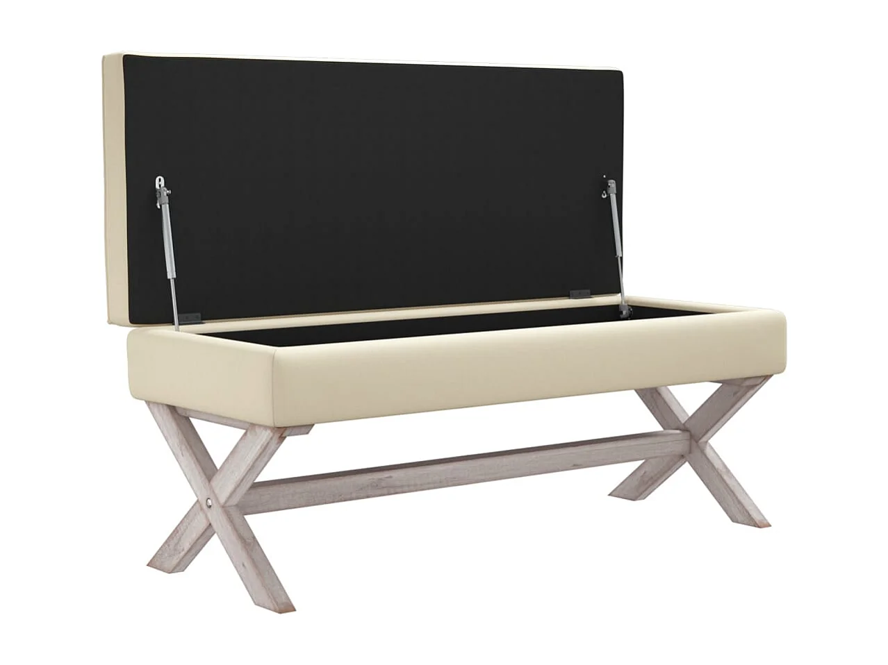 Tabouret de rangement Beige 110x45x49 Lin