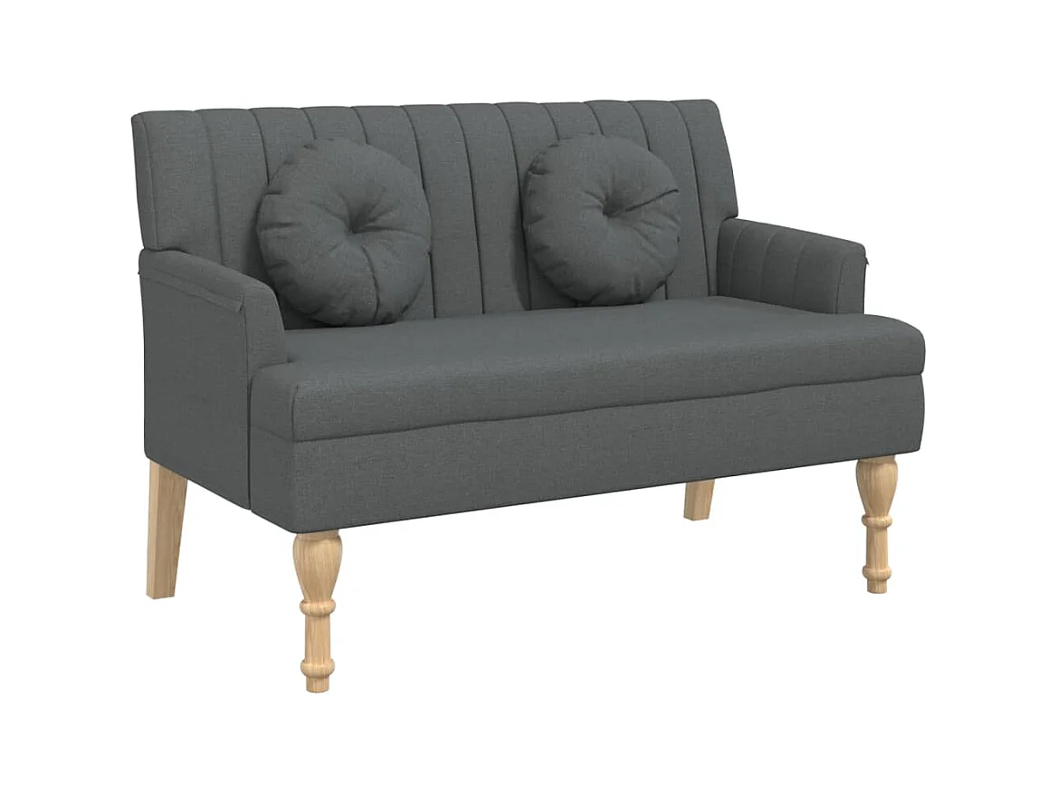 Banc avec coussins gris foncé 113x64,5x75,5 tissu