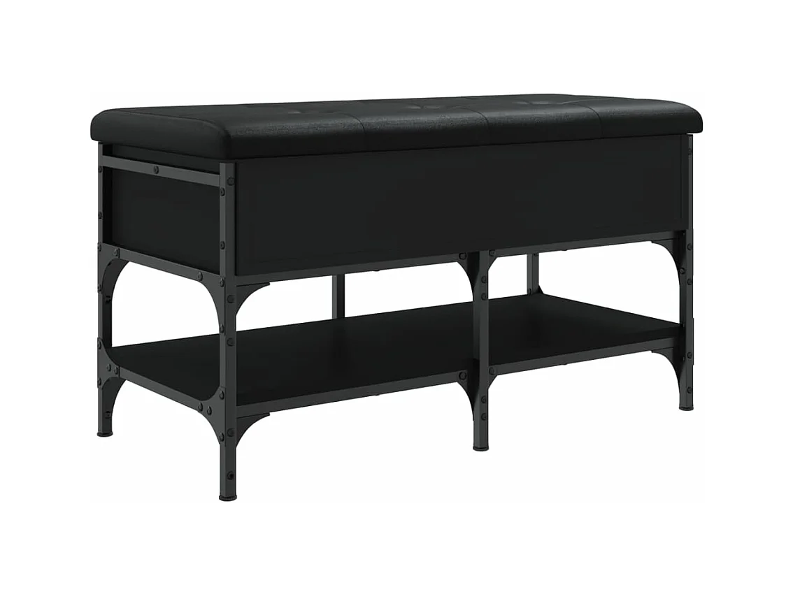 Banc à chaussures noir 82x42x45 bois d'ingénierie