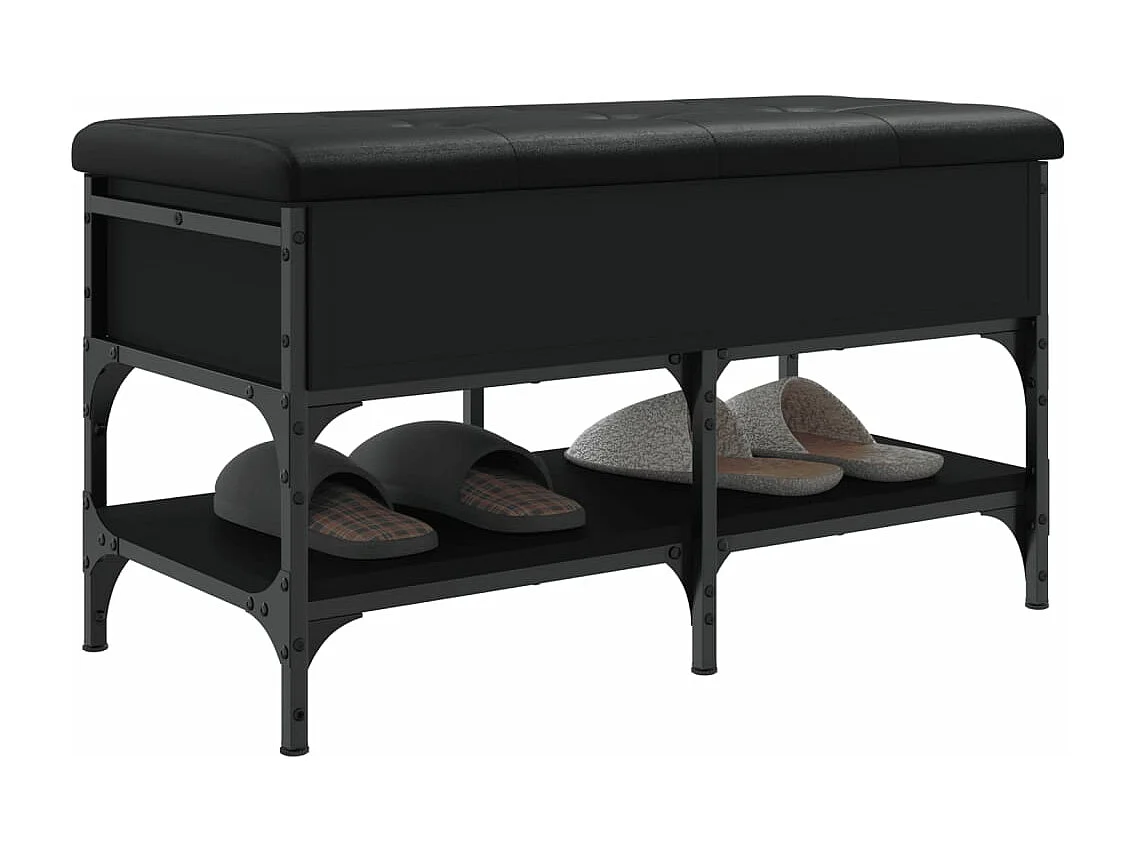 Banc à chaussures noir 82x42x45 bois d'ingénierie