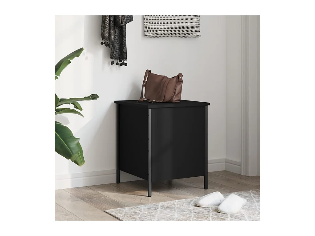 Banc de rangement noir 40x42,5x50 bois d'ingénierie