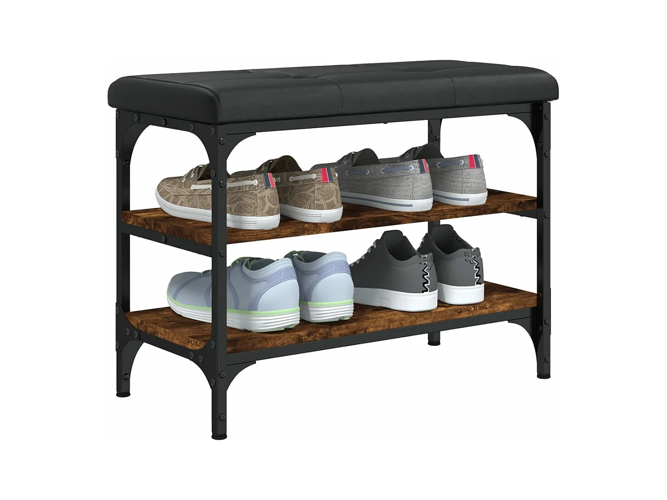 Banc à chaussures chêne fumé 62x32x47 bois d'ingénierie