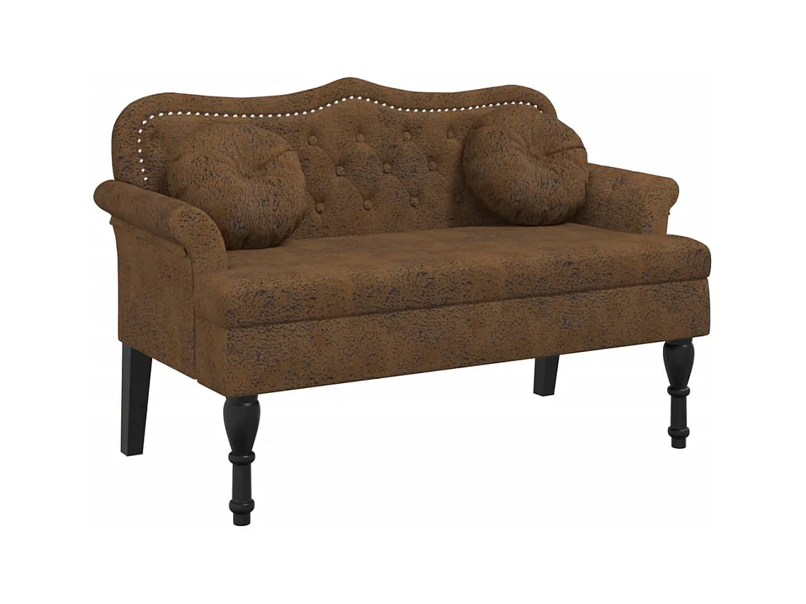 Banc avec coussins marron 120,5x65x75 similicuir daim