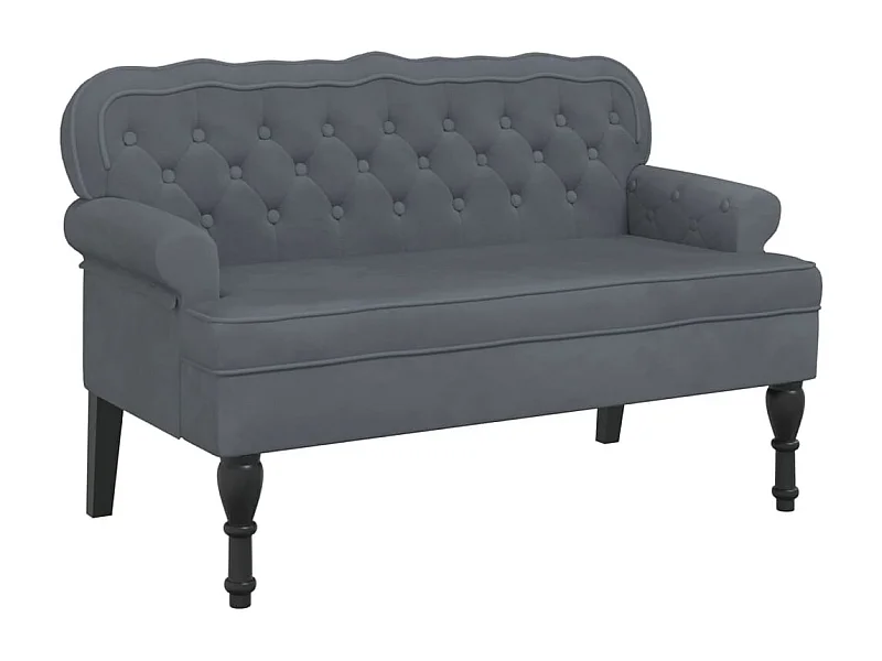 Banc avec dossier gris foncé 119,5x64,5x75 velours