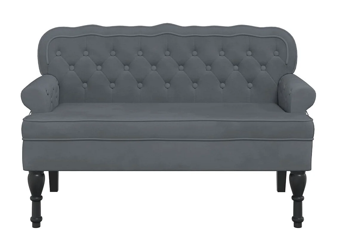 Banc avec dossier gris foncé 119,5x64,5x75 velours