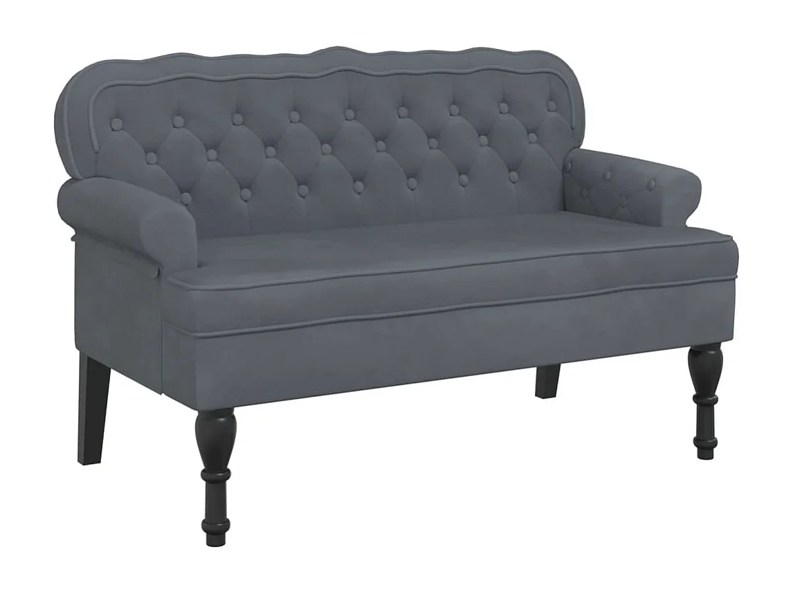 Banc avec dossier gris foncé 119,5x64,5x75 velours