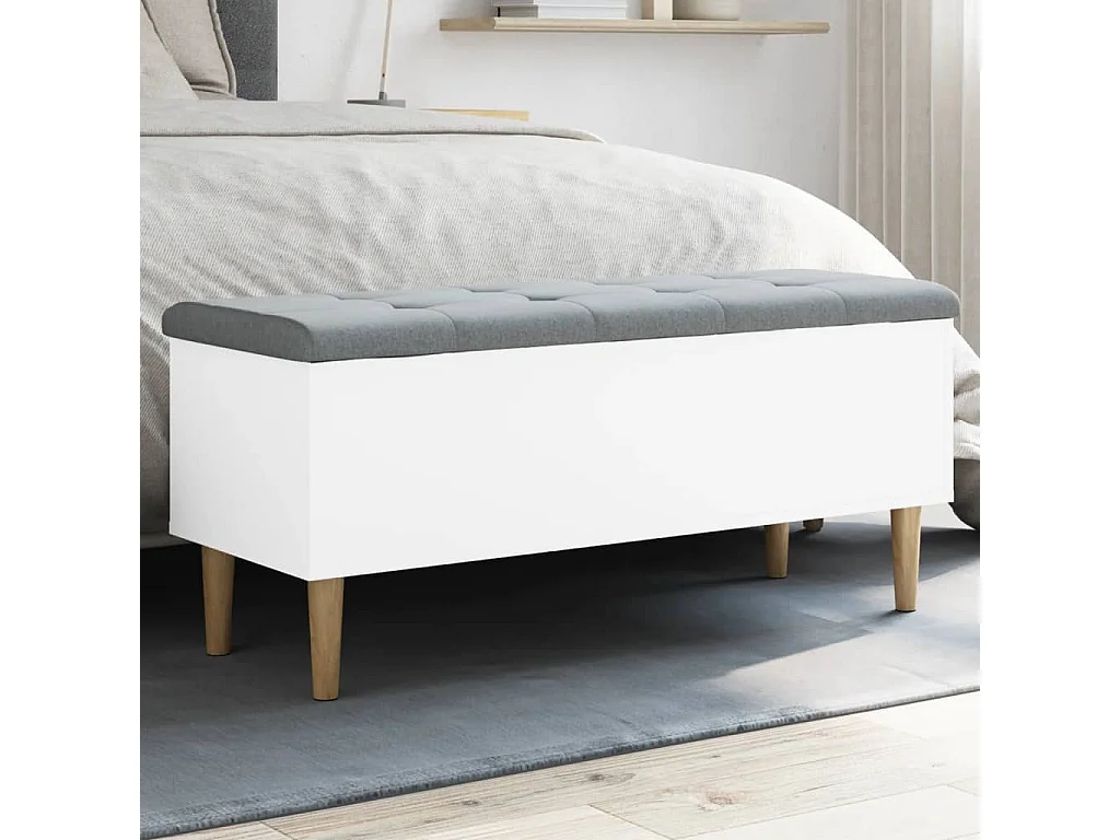Banc de rangement blanc 102x42x46 bois d'ingénierie