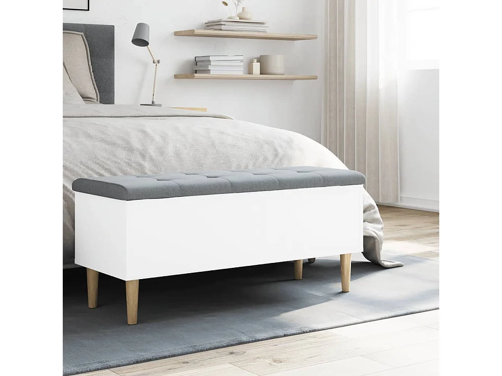Banc de rangement blanc 102x42x46 bois d'ingénierie