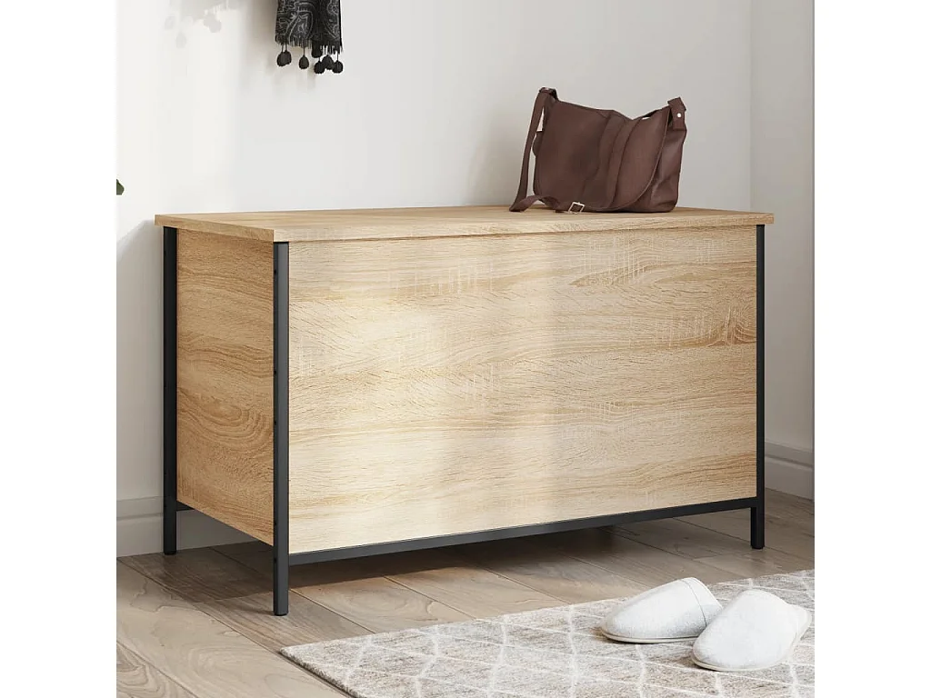 Opbergbankje 80x42,5x50 cm bewerkt hout sonoma eikenkleurig