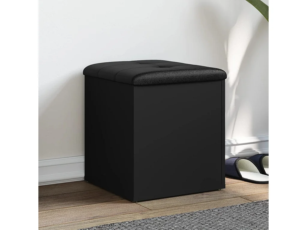 Banc de rangement noir 42x42x45 bois d'ingénierie