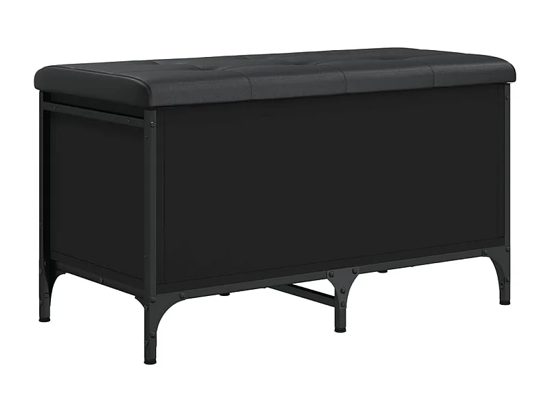 Banc de rangement noir 82x42x45 bois d'ingénierie