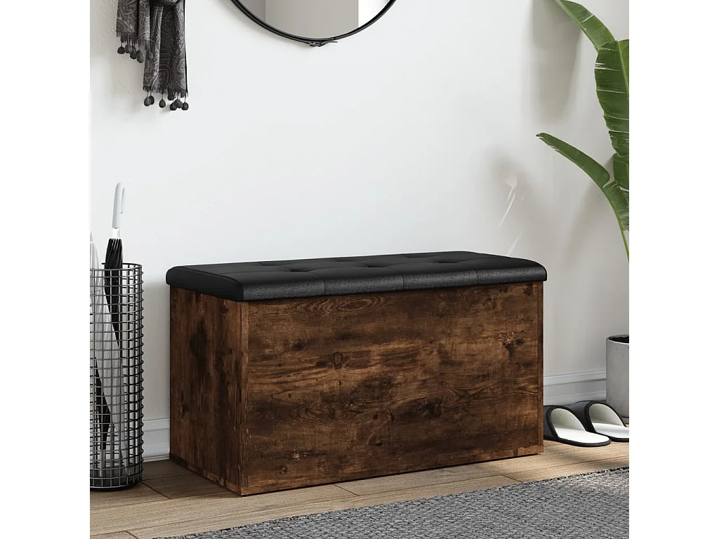 Banc de rangement chêne fumé 82x42x45 Bois d'ingénierie
