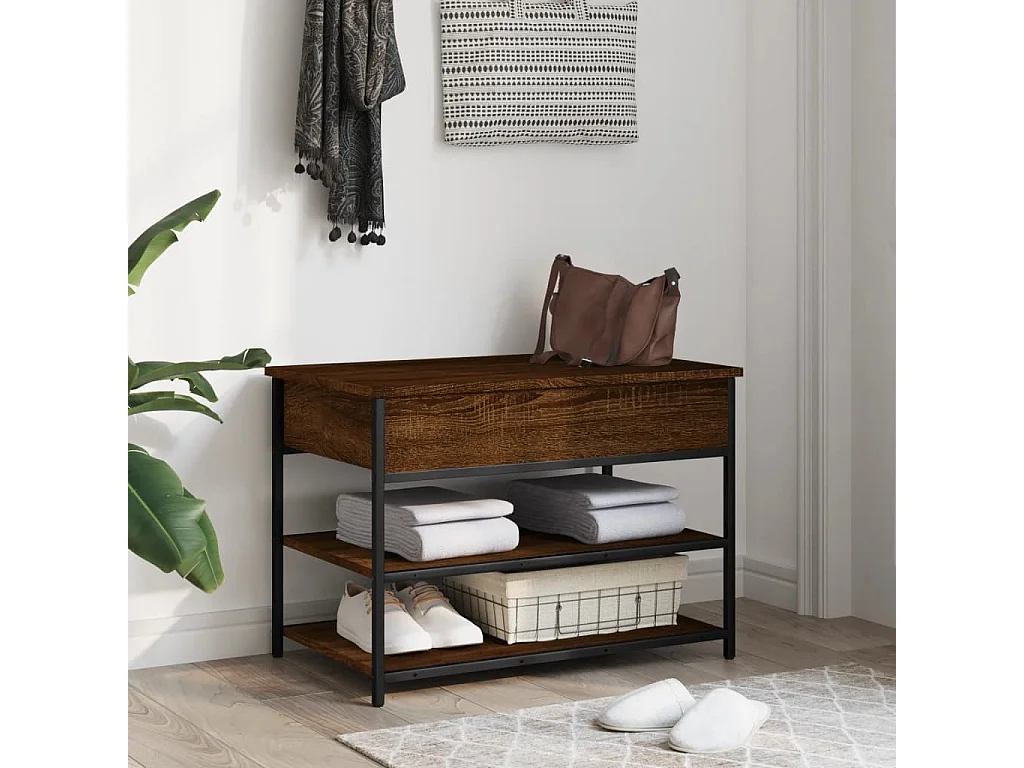 Banc à chaussures chêne marron 70x42,5x50 bois d'ingénierie