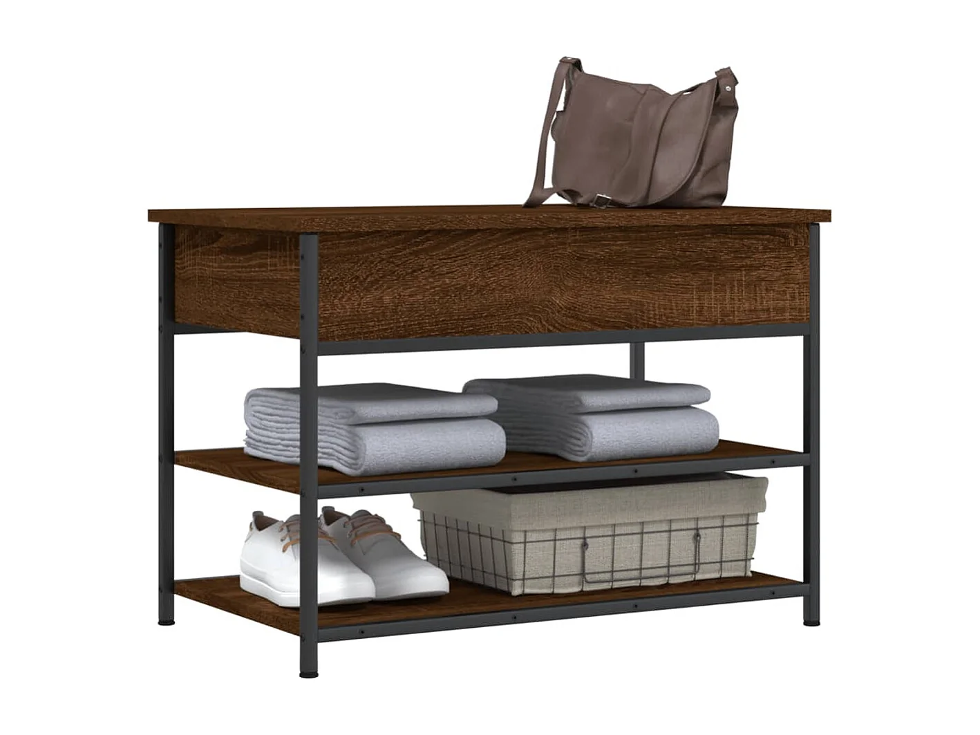 Banc à chaussures chêne marron 70x42,5x50 bois d'ingénierie