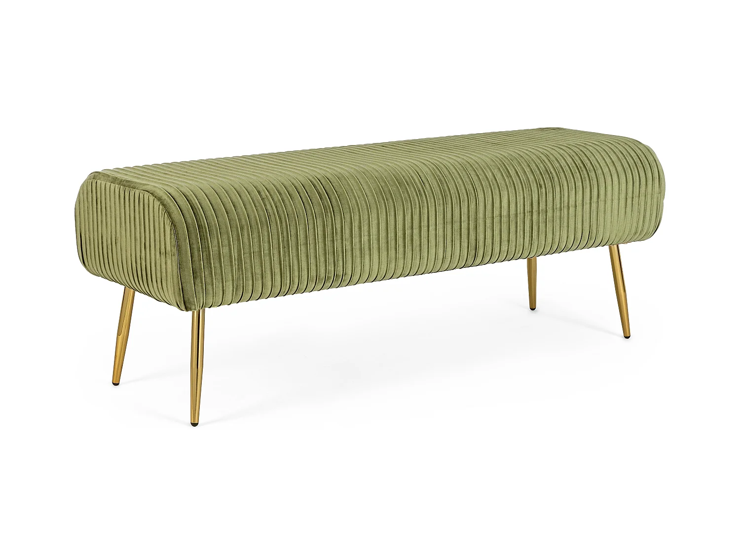Banc en bois MDF et polyester vert olive Solene L 129cm