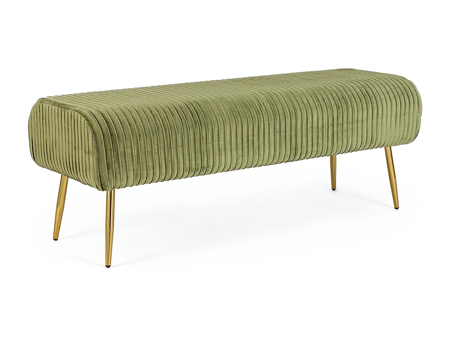 Banc en bois MDF et polyester vert olive Solene L 129cm