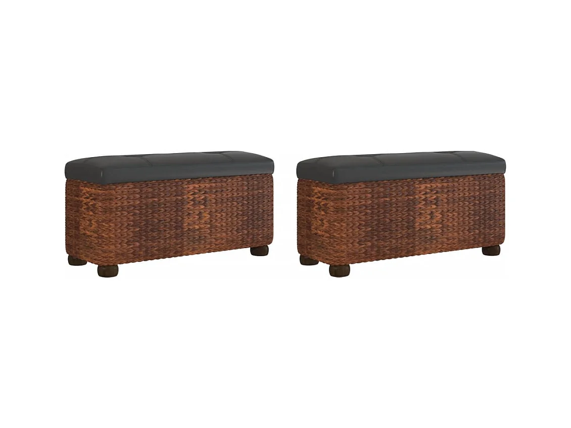 Bancs de rangement 2 pcs avec coussin marron 69cm quenouille