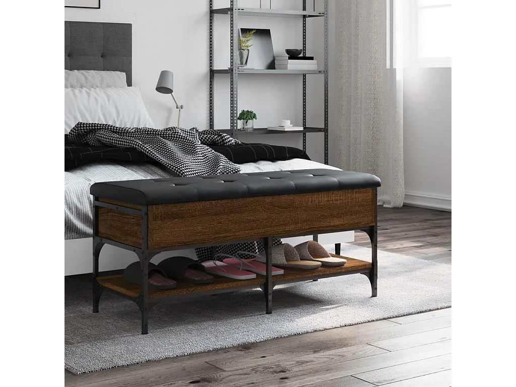 Banc à chaussures chêne marron 102x42x45 bois d'ingénierie