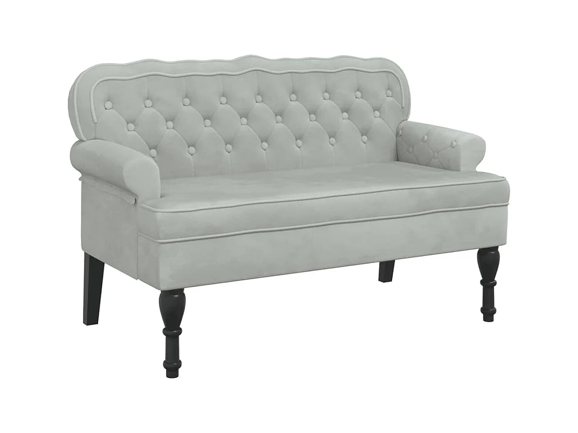 Banc avec dossier gris clair 119,5x64,5x75 velours