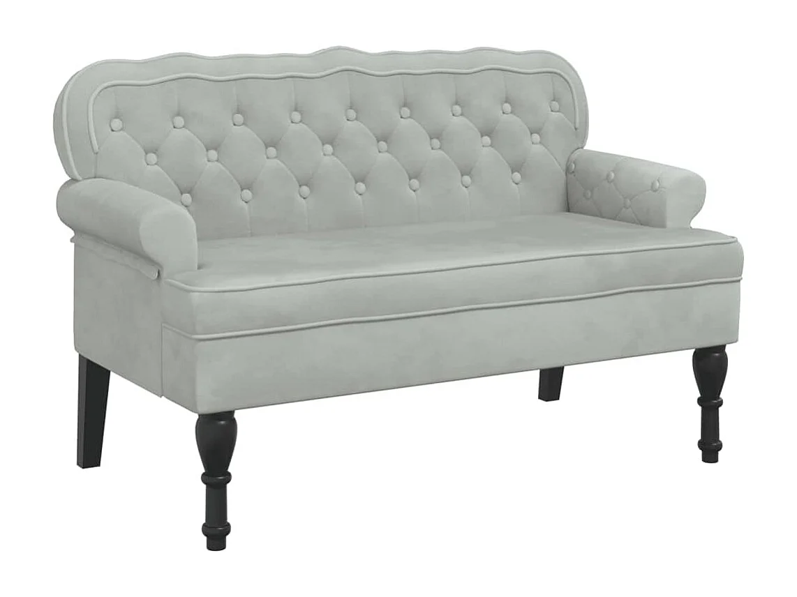 Banc avec dossier gris clair 119,5x64,5x75 velours