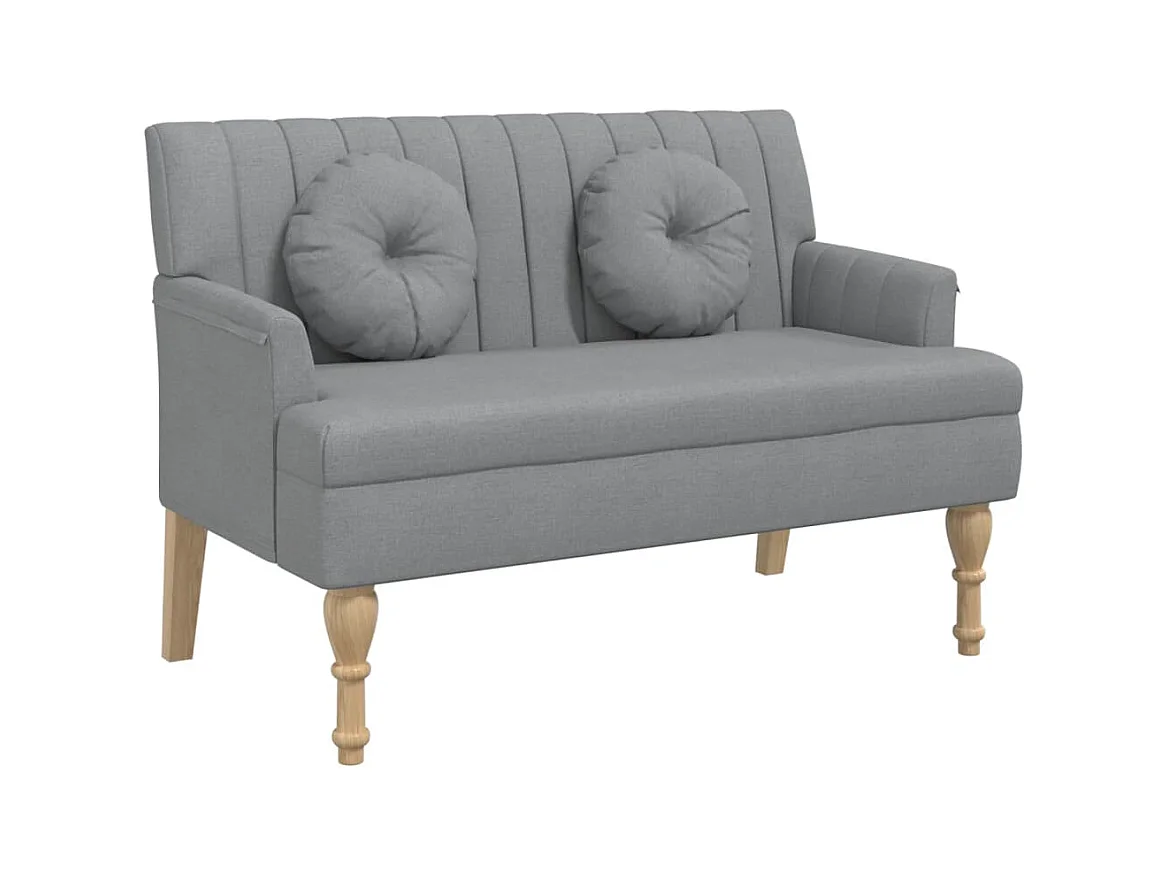 Banc avec coussins gris clair 113x64,5x75,5 tissu