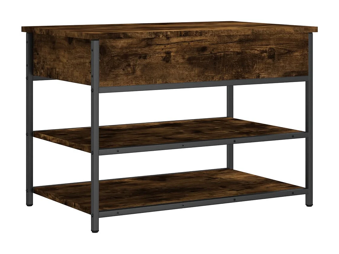 Banc à chaussures chêne fumé 70x42,5x50 bois d'ingénierie