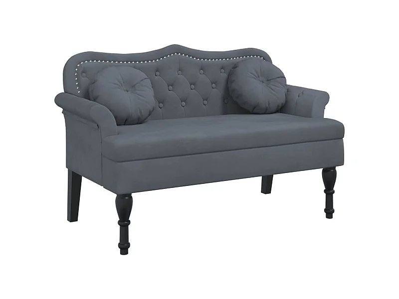 Banc avec coussins gris foncé 120,5x65x75 velours