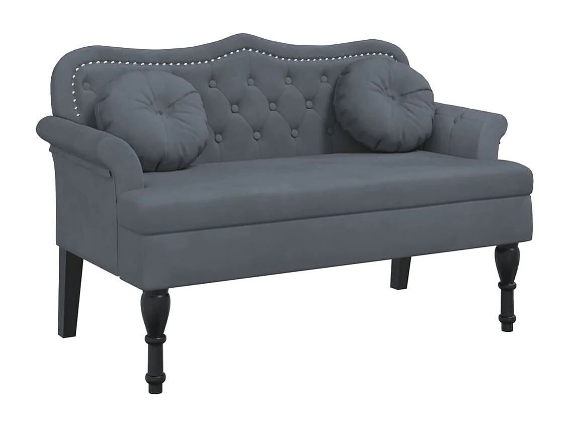 Banc avec coussins gris foncé 120,5x65x75 velours