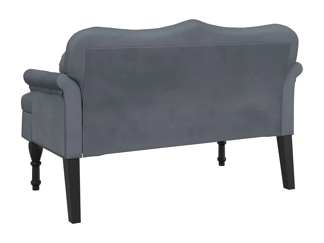 Banc avec coussins gris foncé 120,5x65x75 velours