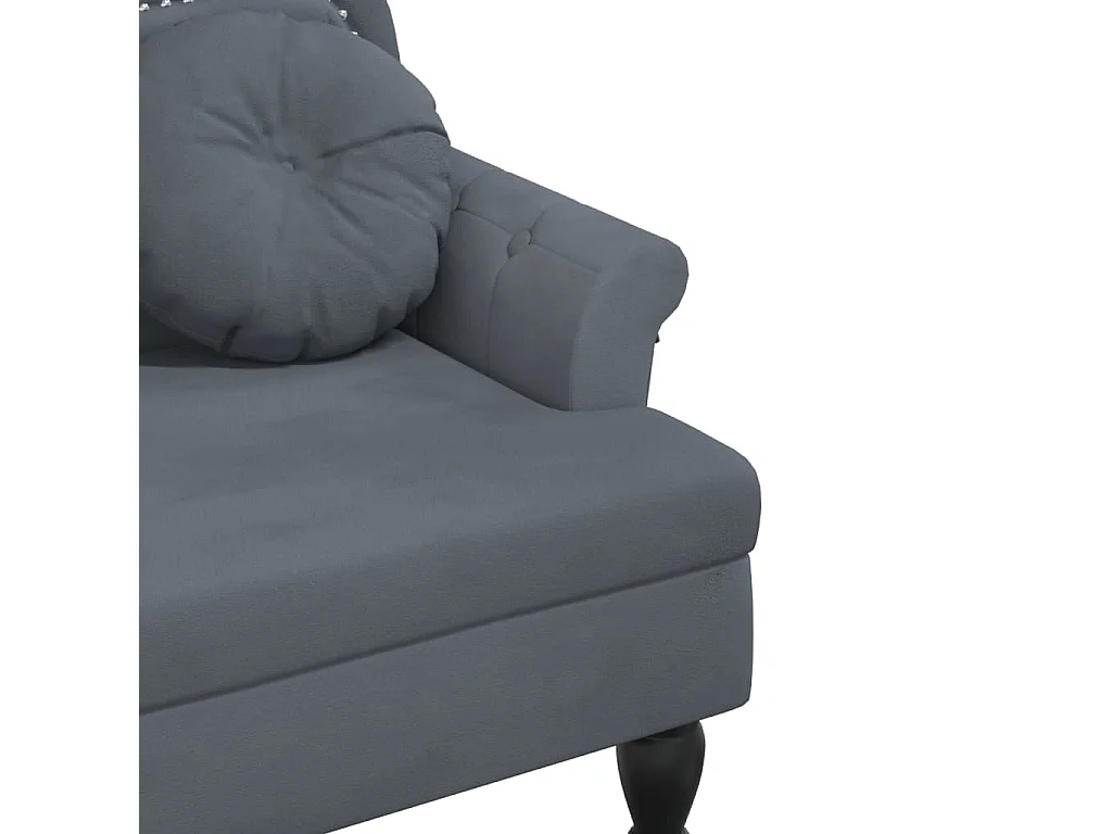 Banc avec coussins gris foncé 120,5x65x75 velours