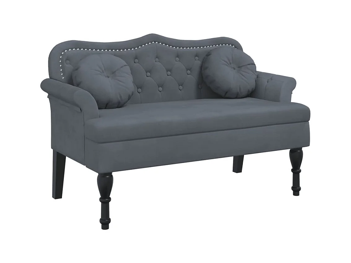 Banc avec coussins gris foncé 120,5x65x75 velours