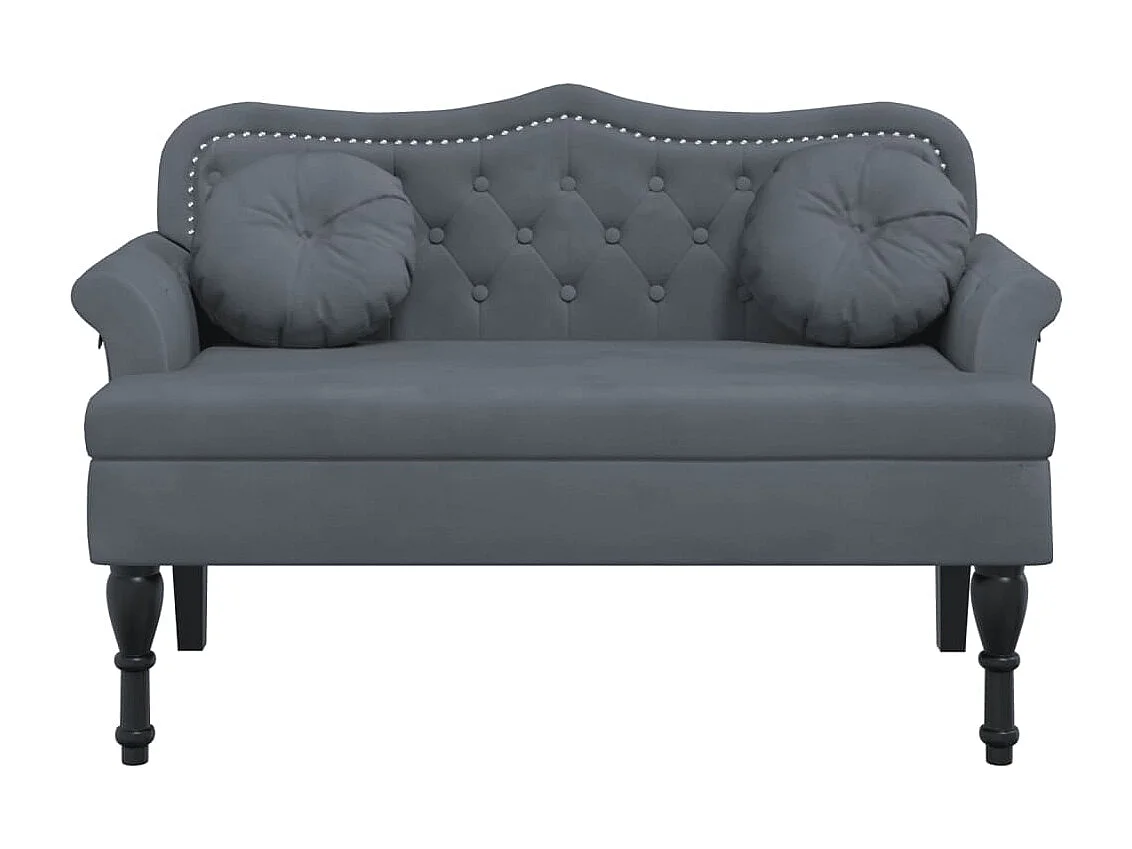 Banc avec coussins gris foncé 120,5x65x75 velours