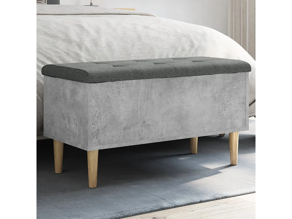 Banc de rangement gris béton 82x42x46 bois d'ingénierie