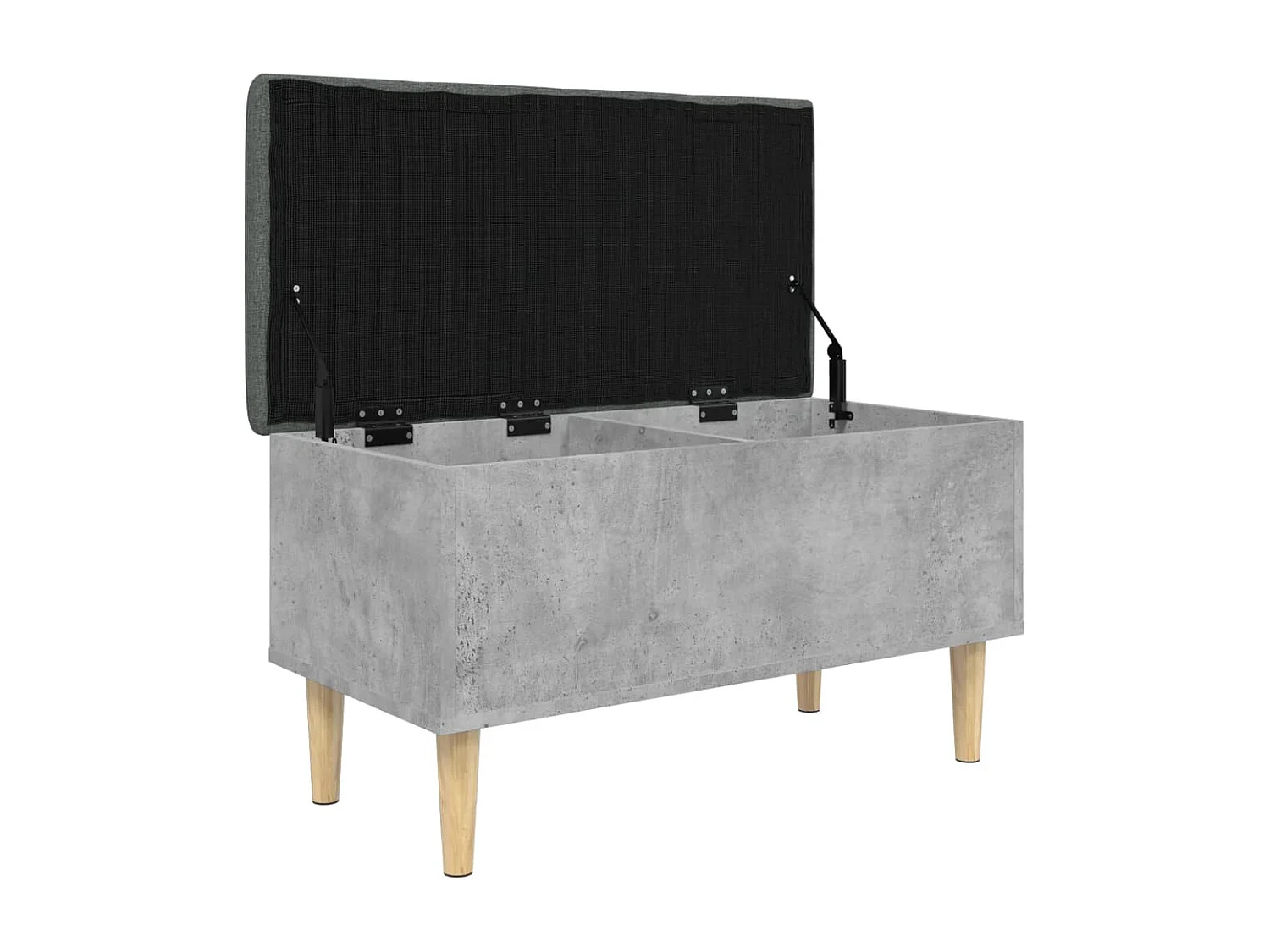 Banc de rangement gris béton 82x42x46 bois d'ingénierie