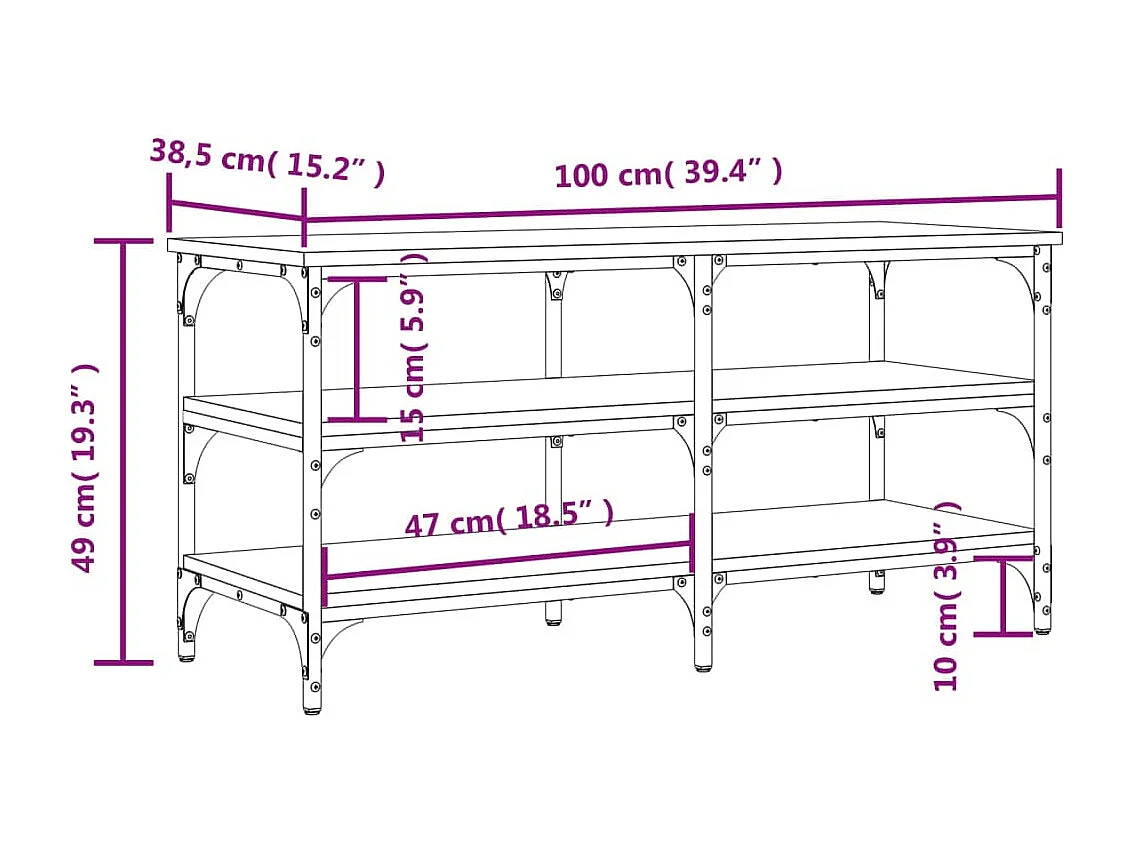 Banc à chaussures chêne marron 100x38,5x49 bois d'ingénierie