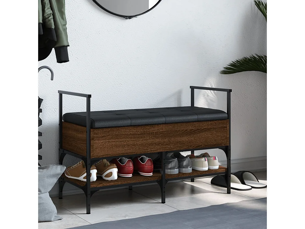 Banc à chaussures chêne marron 85,5x42x57,5 bois d'ingénierie