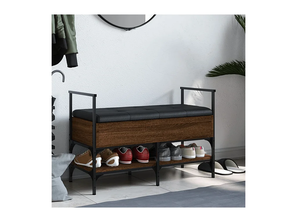 vidaXL Banco zapatero madera de ingeniería marrón roble 85,5x42x57,5cm