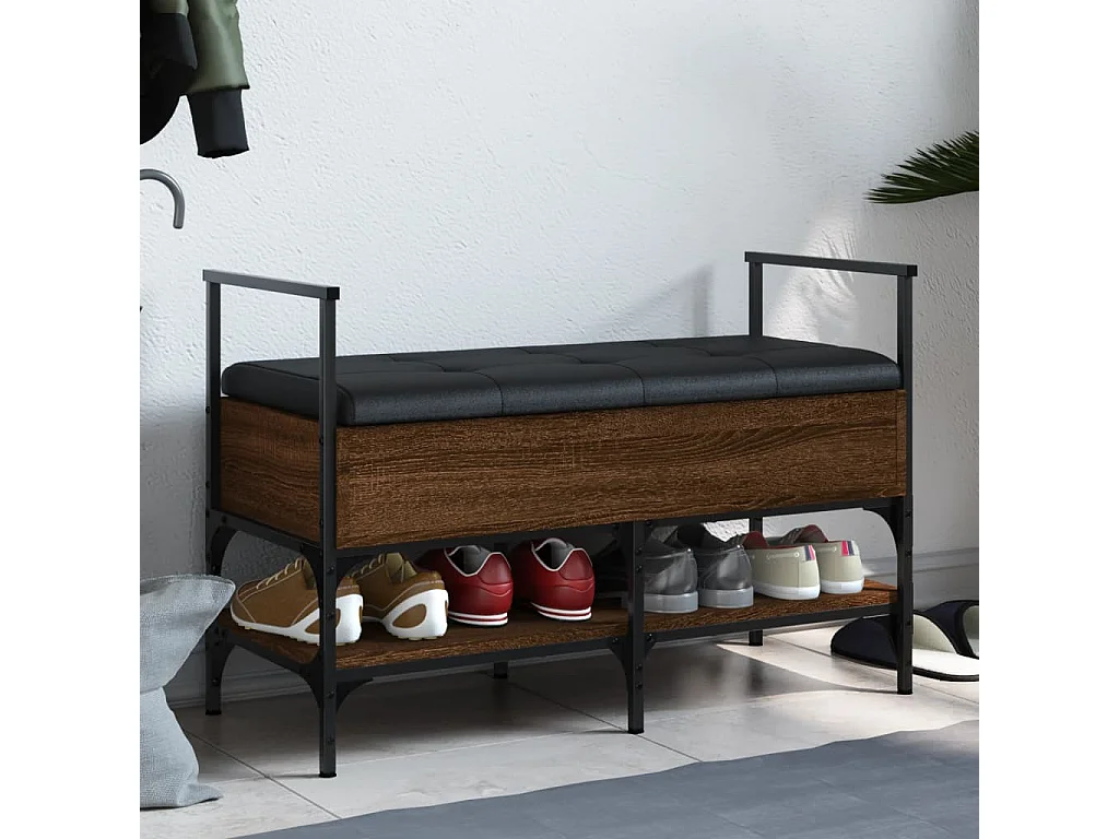 Banc à chaussures chêne marron 85,5x42x57,5 bois d'ingénierie